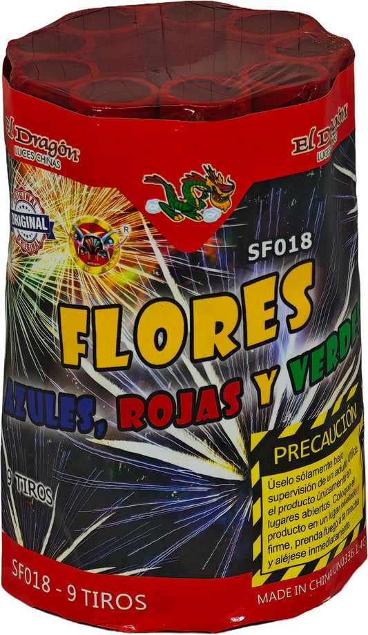 SF018 Flores Azules, Rojas y Verdes