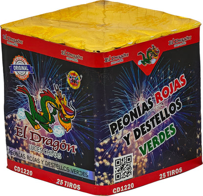 CD1220 Peonias Rojas y Destellos Verdes