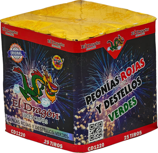 CD1220 Peonias Rojas y Destellos Verdes