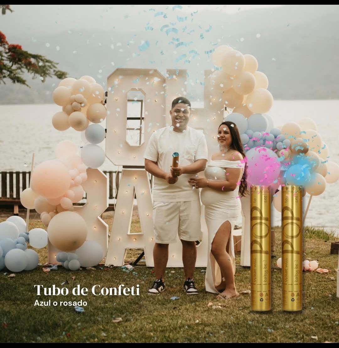 Tubo de confeti azul o rosado